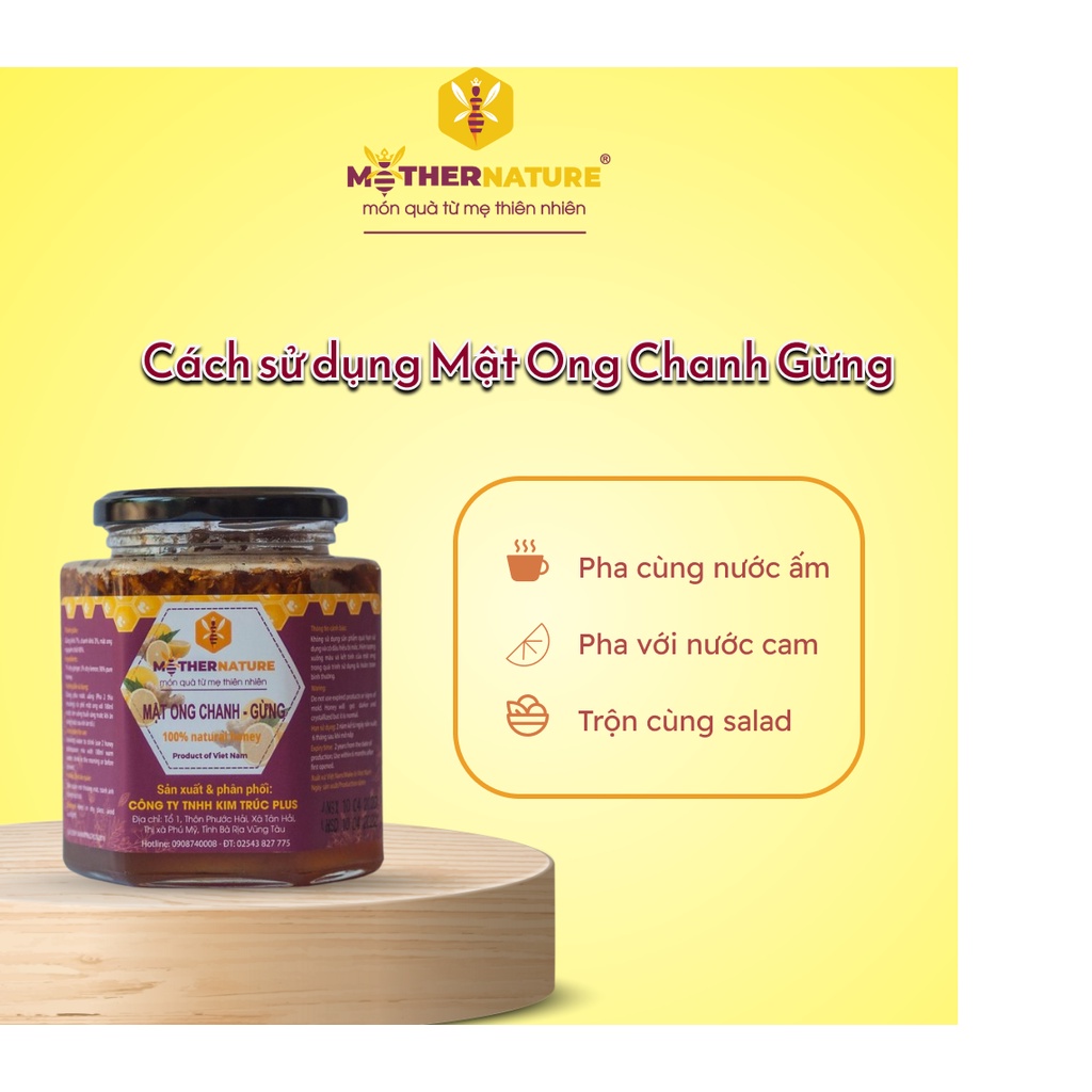 Mật Ong Chanh Gừng Nguyên Chất Mother Nature - Thanh Ngọt, Làm Đẹp Da - 80 ml