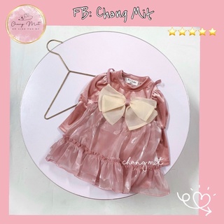 Set váy nhung + yếm voan hàng thiết kế cao cấp cho bé gái 1-10 tuổi diện tết