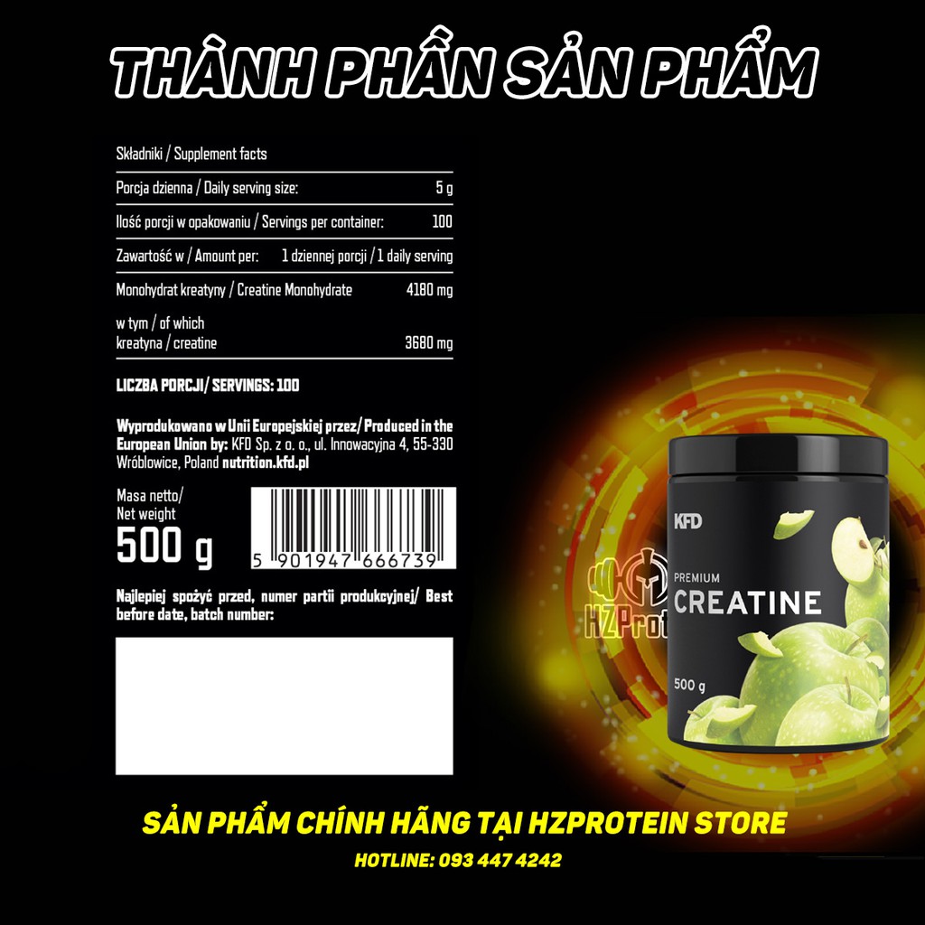 KFD PREMIUM CREATINE - TĂNG SỨC MẠNH, SẢN SINH NĂNG LƯƠNG CHO CƠ BẮP (500 GRAM)