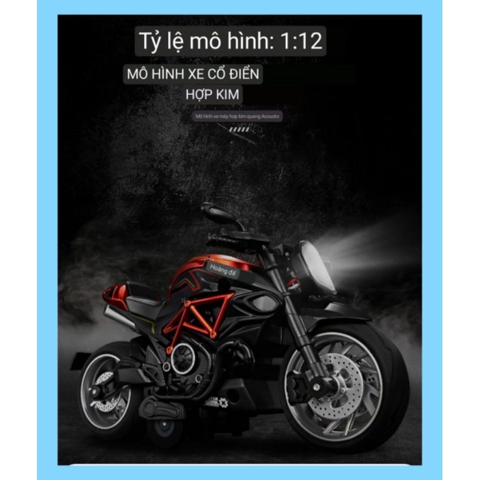 Đồ chơi trẻ em xe moto hợp kim chạy cót 17cm có đèn nhạc tỷ lệ mô hình 1:12
