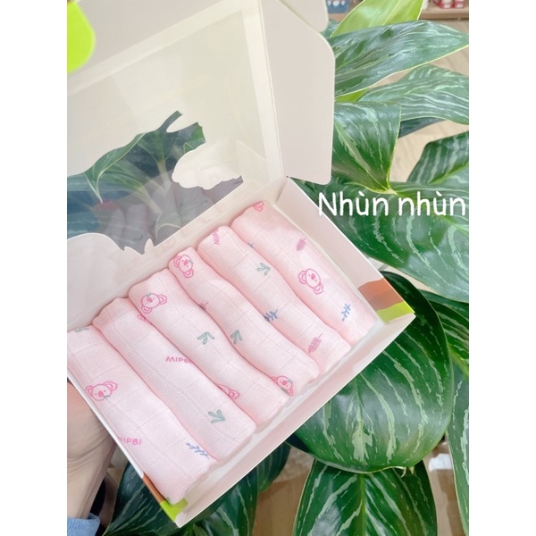 Khăn sữa Mipbi Bamboo 100% sợi tre cao cấp (1 set 6 chiếc)