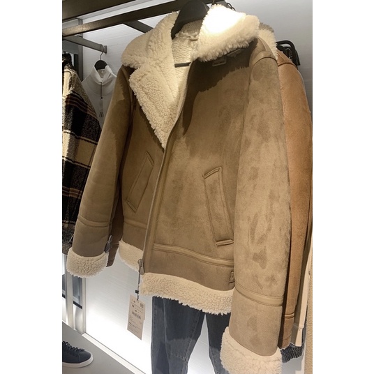 Order áo khoác auth tuồn ZARA của nam Áo khoác dày giả da lộn lót lông cừu nhân tạo