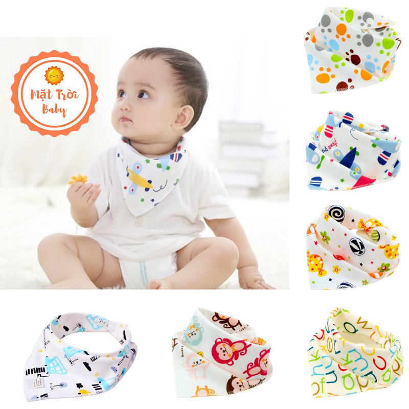 Khăn yếm tam giác cotton 2 lớp cho bé trai/gái (chọn mẫu)