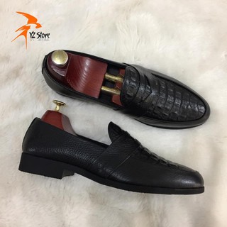 Giầy tây én da bò in vân cá sấu