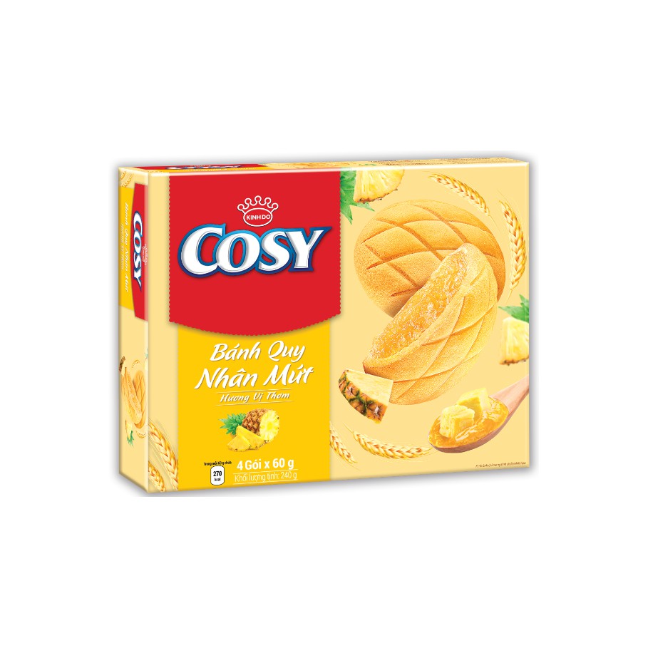 Combo 2 hộp bánh quy Cosy nhân mứt vị cam và báng quy Cost nhân mứt vị thơm 2x240g