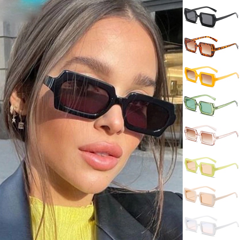Kính Mát Chống Tia UV400 Hình Chữ Nhật Nhiều Màu Sắc Thời Trang Dành Cho Nữ