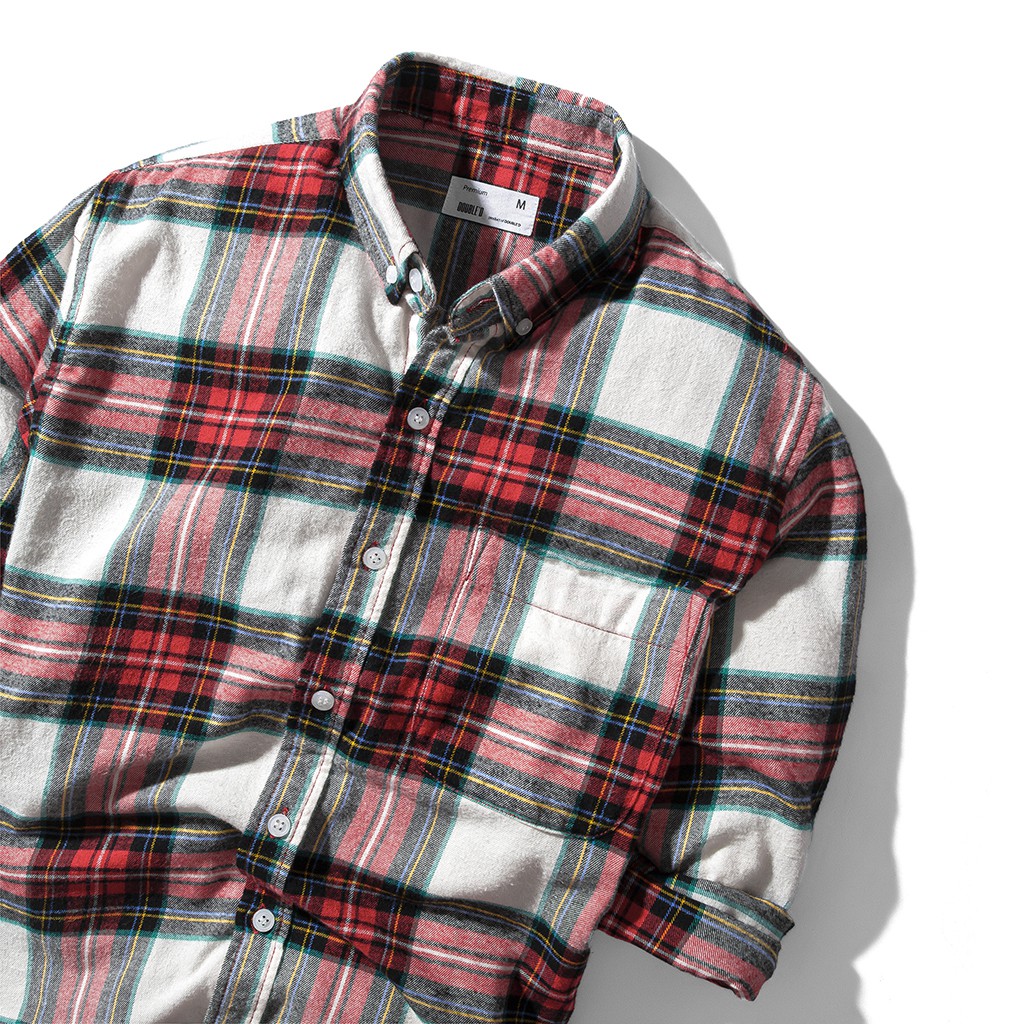 Áo sơ mi Flannel nam Double'D form Slim fit họa tiết kẻ caro SCF