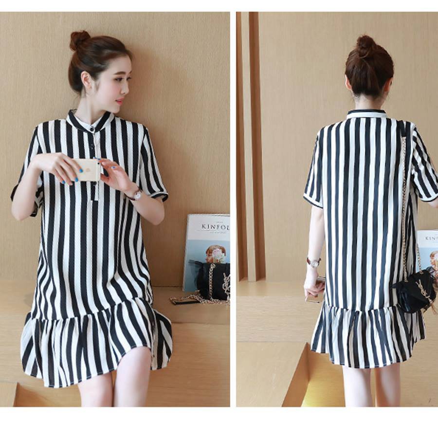 Váy Bầu Kẻ Đen Đuôi Cá