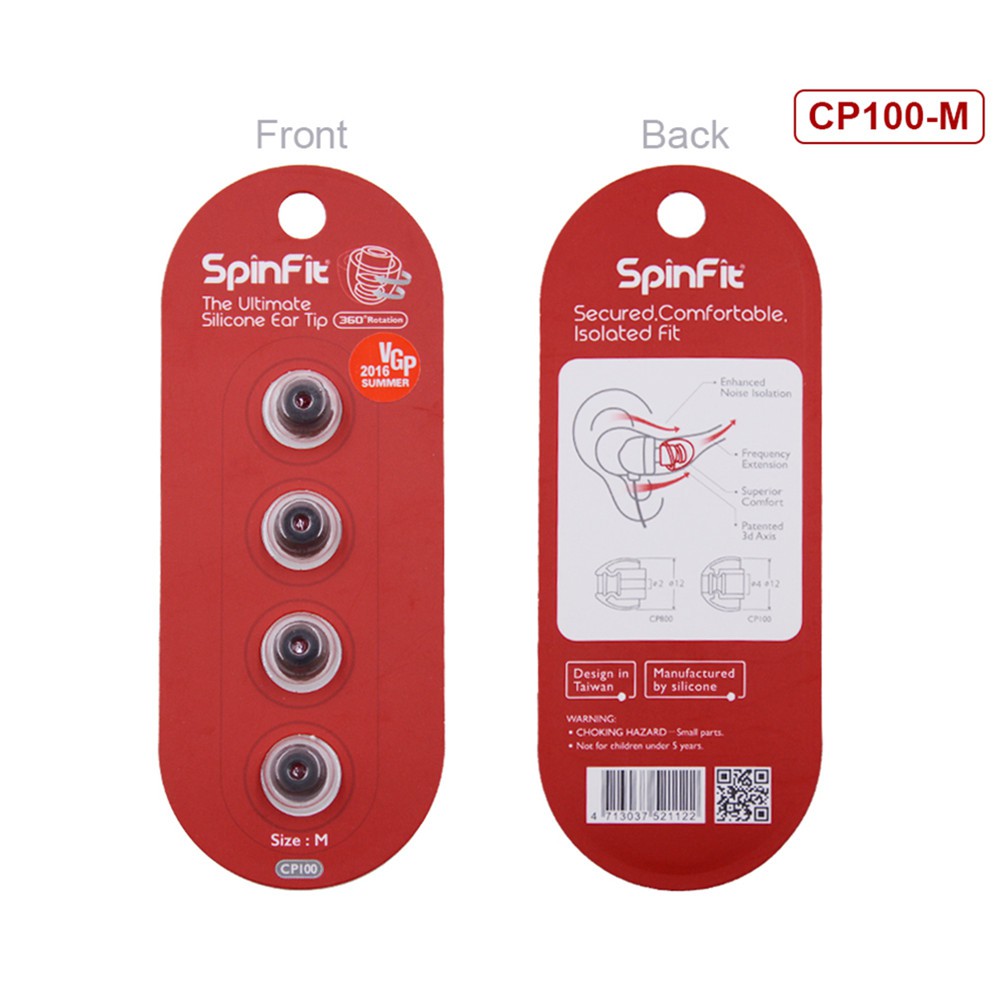 Cặp nút tai nghe nhét tai từ nhựa silicon dành cho Spinfit CP100