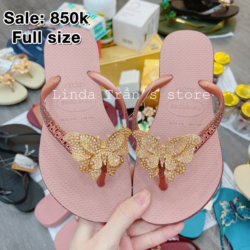 dép HVN kim tuyến viền mix charm b.đôi trà