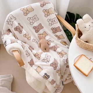 Chăn lông cừu hoạ tiết happy nặng 2kg size 2mx2m3