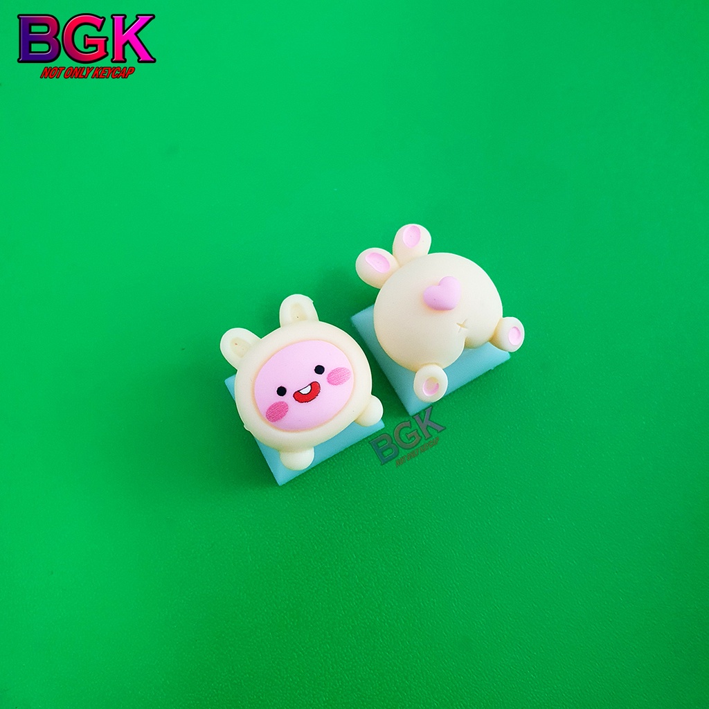 Bộ Keycap 2 Nút Đầu và Mông Thỏ Vàng Cực Kute ( keycap Artisan, keycap phím cơ )