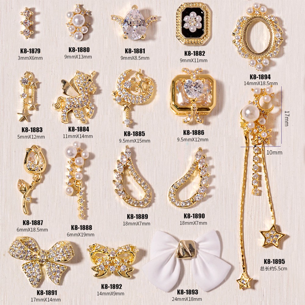 Phụ Kiện Đá Zircon 3D Trang Trí Móng Tay Nghệ Thuật Sáng Bóng Sang Trọng Nhiều Kiểu Tùy Chọn