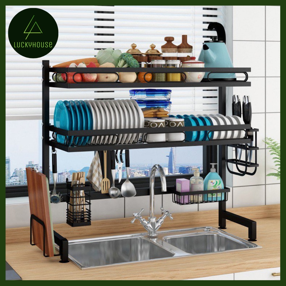Kệ Chén Nhà Bếp Đa Năng - Kệ Bát thông minh 2 Tầng Đặt Trên Bồn Rửa Sơn Tĩnh Điện 5 Lớp