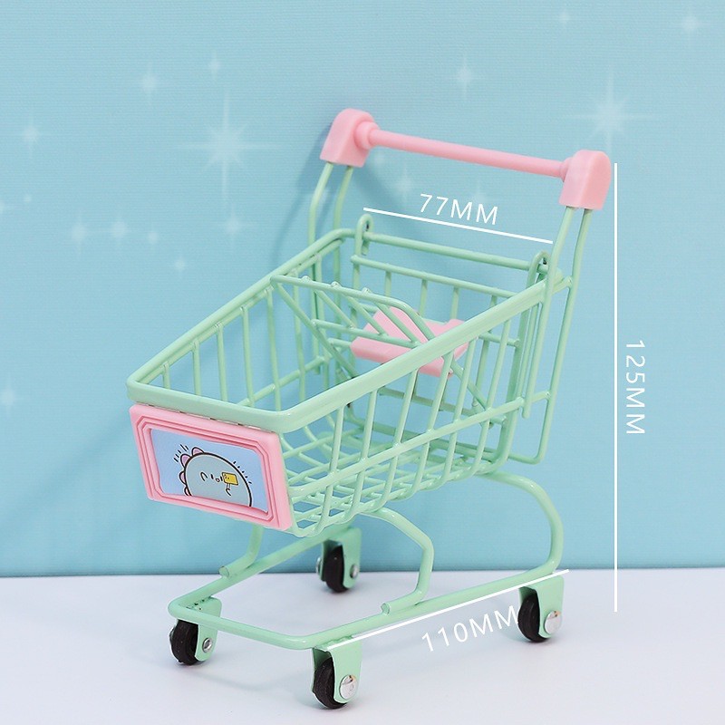 Xe Đẩy Siêu Thị ❤️ Xe Đẩy Đồ Chơi Mini Chất Liệu Thép Không Rỉ Trang Trí Bàn Học