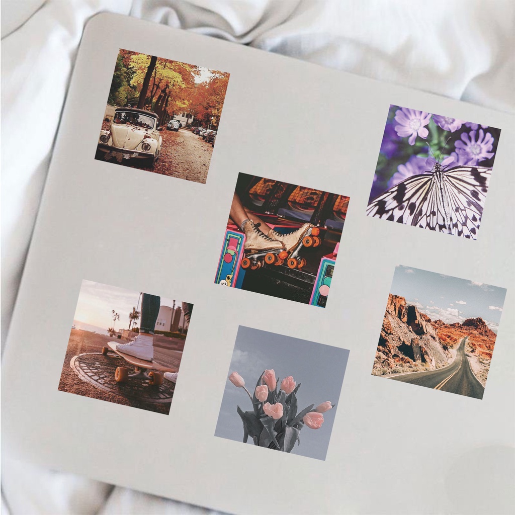 50 Nhãn dán trang trí sổ tay hình phong cảnh graffiti DIY dễ thương