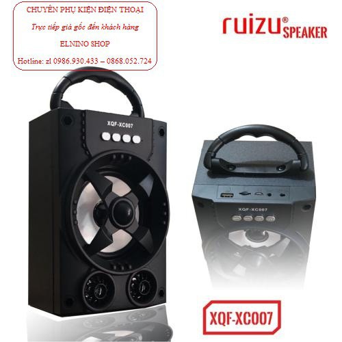 Loa bluetooth mini xách tay Ruizu XQF-XC007 - có đèn Led (Đen) - Hãng phân phối chính thức