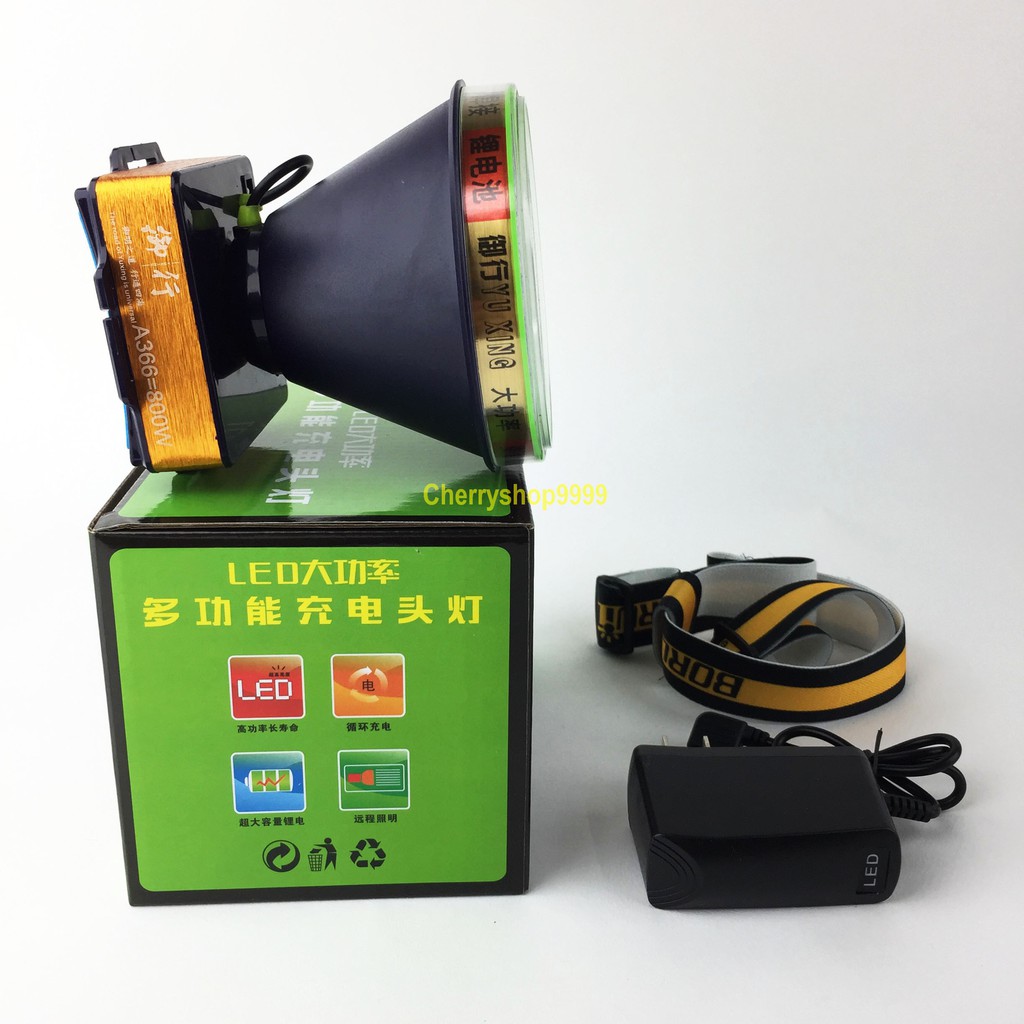 Đèn pin đội đầu YUXING A366 LED 800w siêu sáng chiếu xa chống nước ánh sáng Vàng và Trắng đèn đeo đầu soi ếch dã ngoại