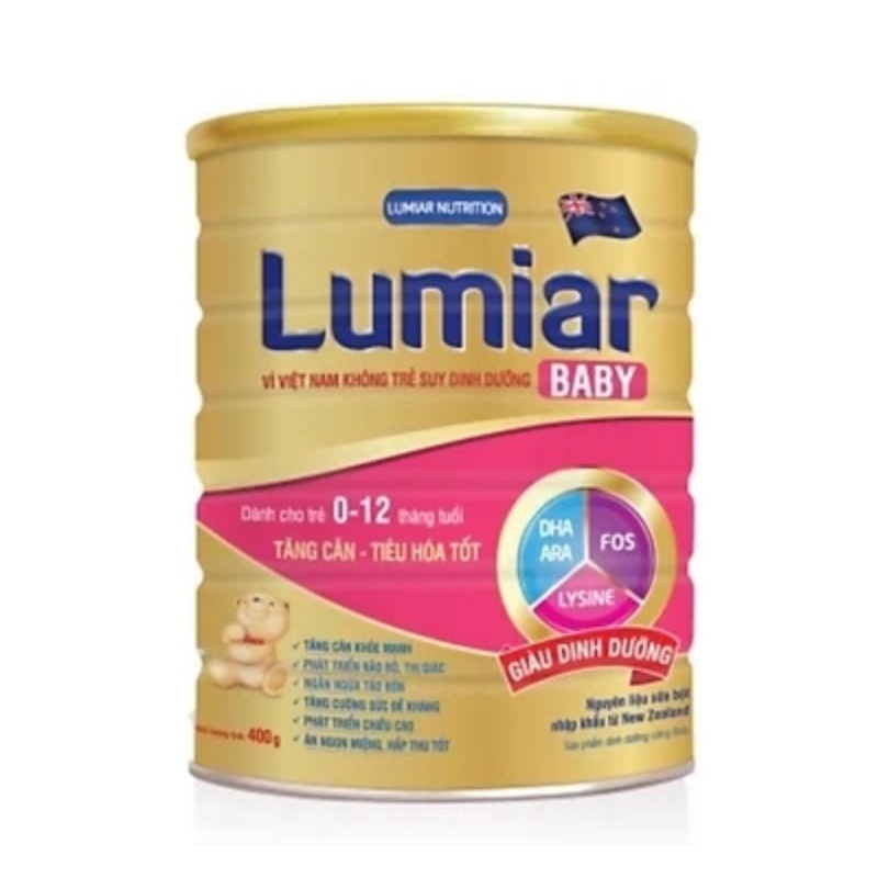 Sữa bột Lumiar Baby 400g - sản phẩm dành cho trẻ tăng cân, tiêu hoá tốt
