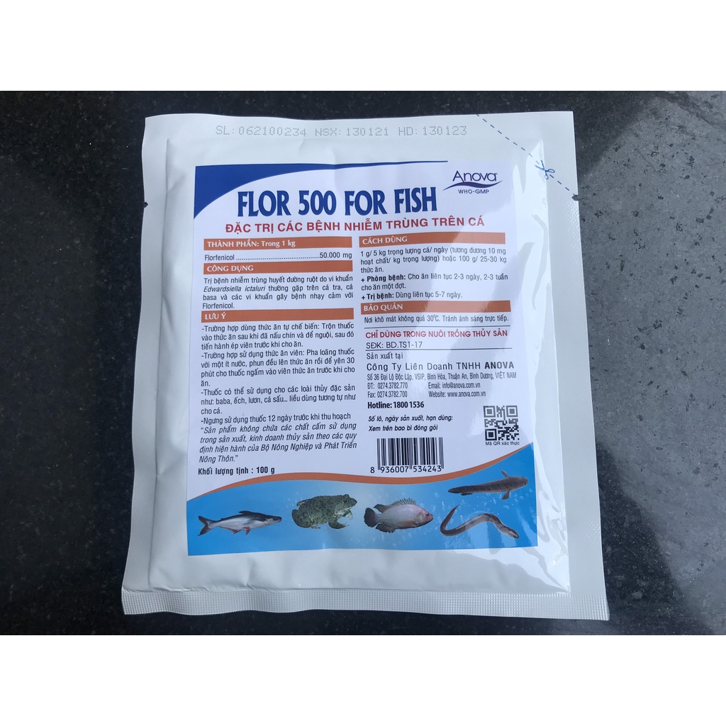 Flor 500 for fish - Trị các bệnh nhiễm trùng trên cá (gói 100g)