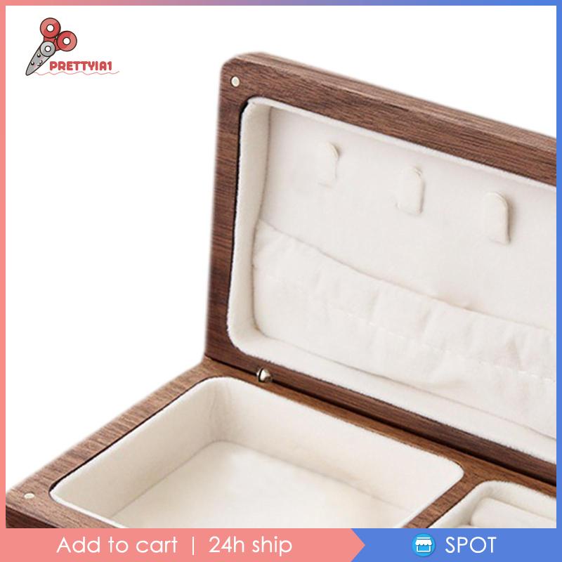 [Prettyia1] Hộp Đựng Trang Sức Hạt Óc Chó Retro Đựng Trang Sức Bông Tai Vòng Tay