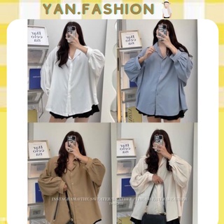 Sơ mi nữ áo sơmi form oversize chất lụa mịn tay bồng siêu xinh