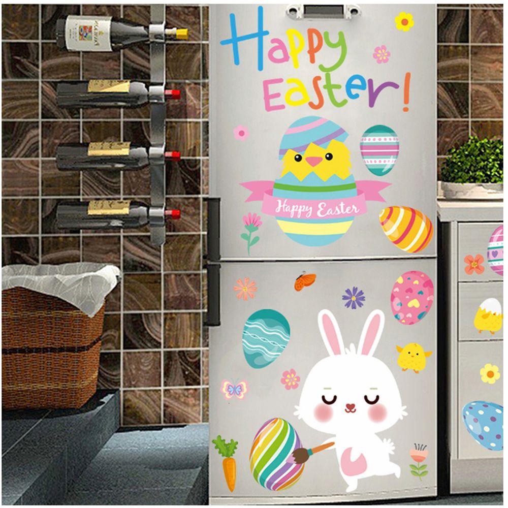 MUVAKO 125Pcs DIY Easter Window Clings for Glass/Windows/Mirror/Door Happy Easter Window Stickers Clings Decor Home, Office, Schoo Double-sided Printed Easter Eggs Party Supplies Bunny Carrot Flowers Easy to Use