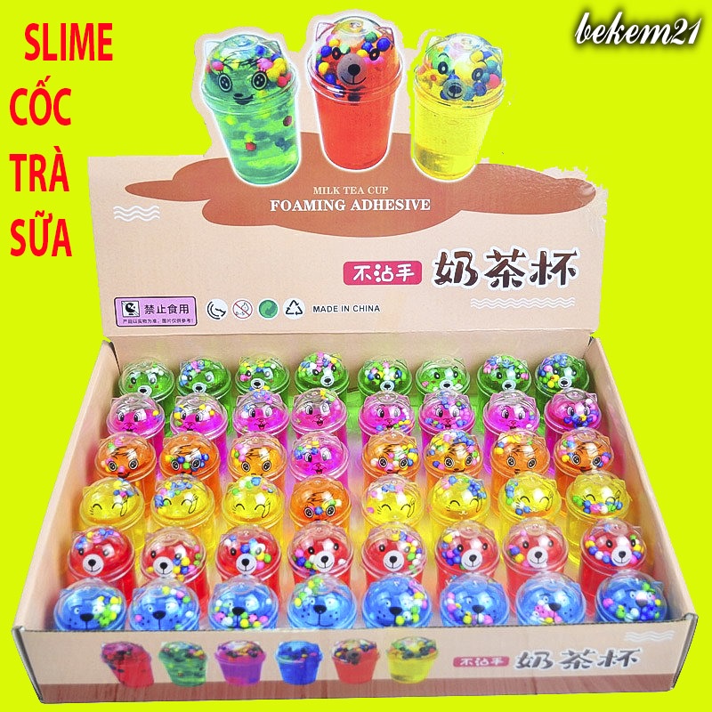 (6 MÀU) Slime hình CỐC TRÀ SỮA HÌNH MÈO HÌNH GẤU nhiều màu Charm cực đẹp thiết kế độc đáo ấn tượng Đồ chơi Slam Gudetama