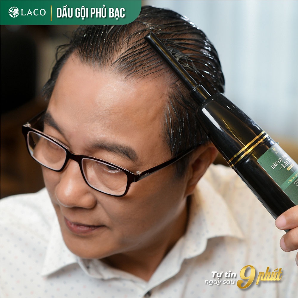 Dầu gội phủ bạc Laco, dầu gội nhuộm tóc thảo dược LACO Black Hair 200ml nhuộm tóc an toàn tại nhà, tóc đen sau 9 phút