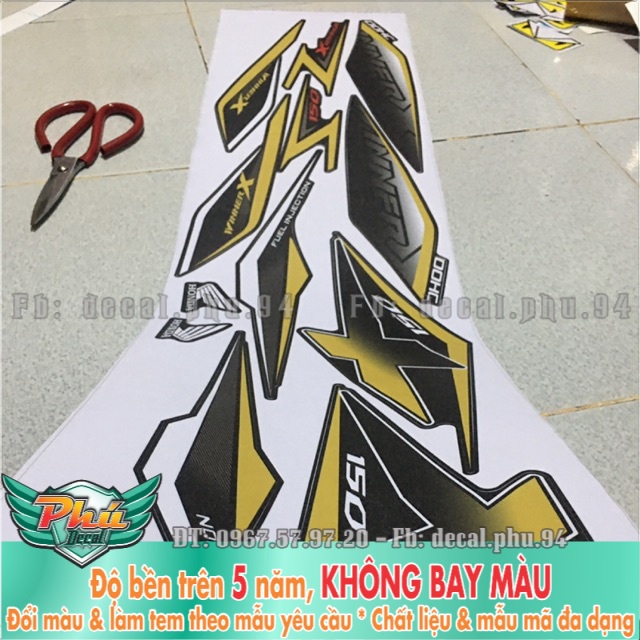 Tem rời Winner X VÀNG ĐEN nhám -1