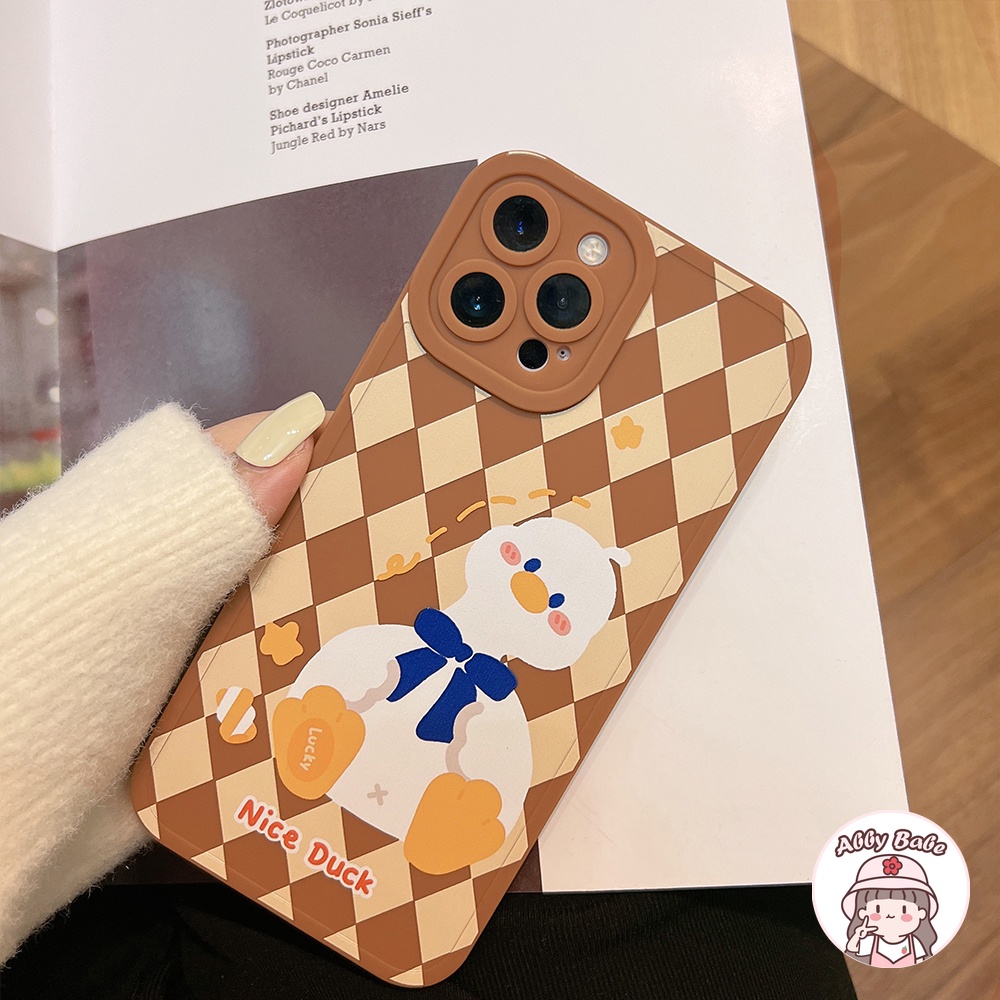 Ốp Điện Thoại TPU Mềm Mỏng Chống Sốc In Hình Vịt Thắt Nơ Hoạt Hình Màu Tương Phản Cho IP 13 12 11 Pro Max XR 8 7 Plus