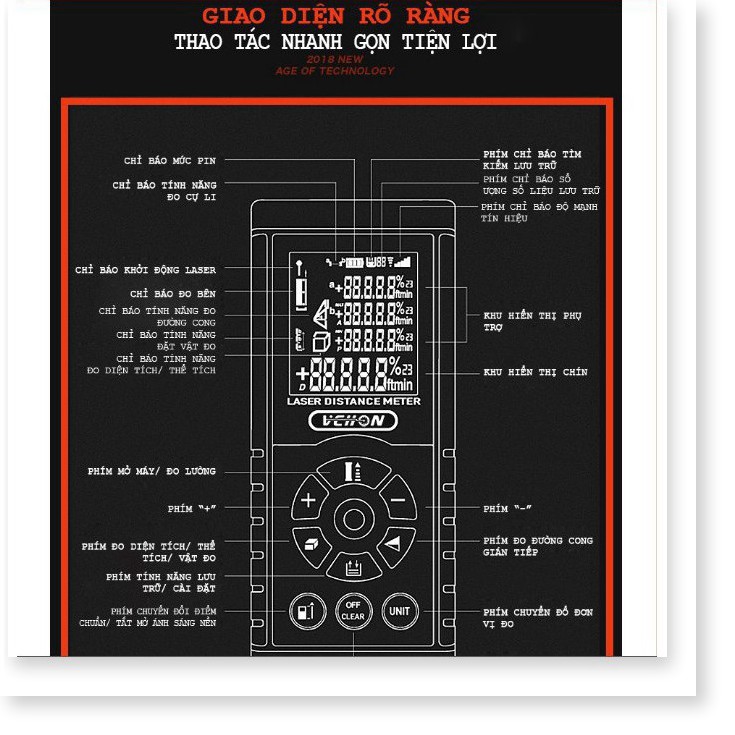Thước Do Laze 40m, máy đo khoảng cách bằng tia Laser Vchon H40 chính hãng thế hệ mới