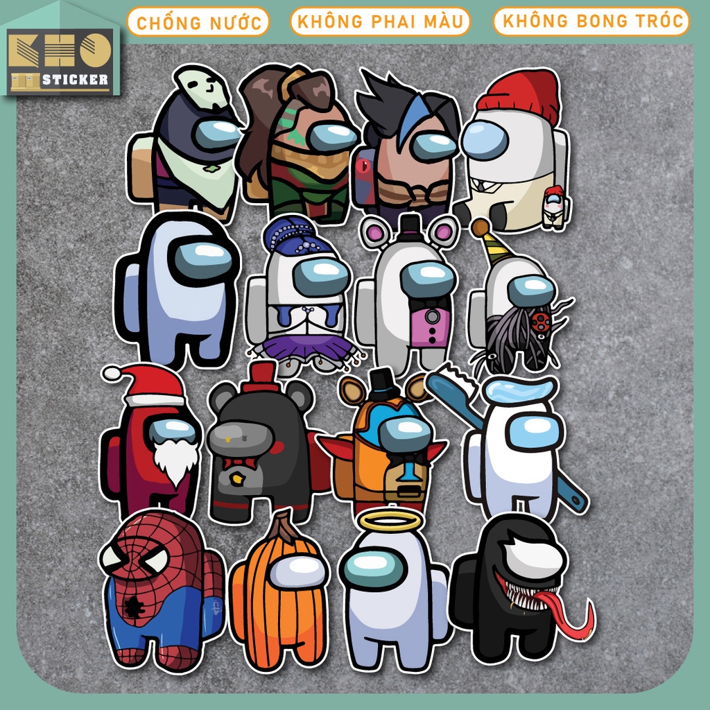 Combo 50 Sticker Among Us chống nước sticker dán laptop, điện thoại, đàn guitar, mũ bảo hiểm, vali. MSP: ST12