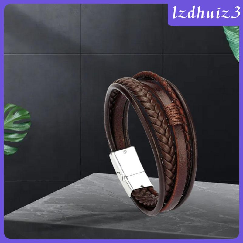 Vòng Đeo Tay Dây Da PU Bện lzdhuiz3 Dành Cho Nam
