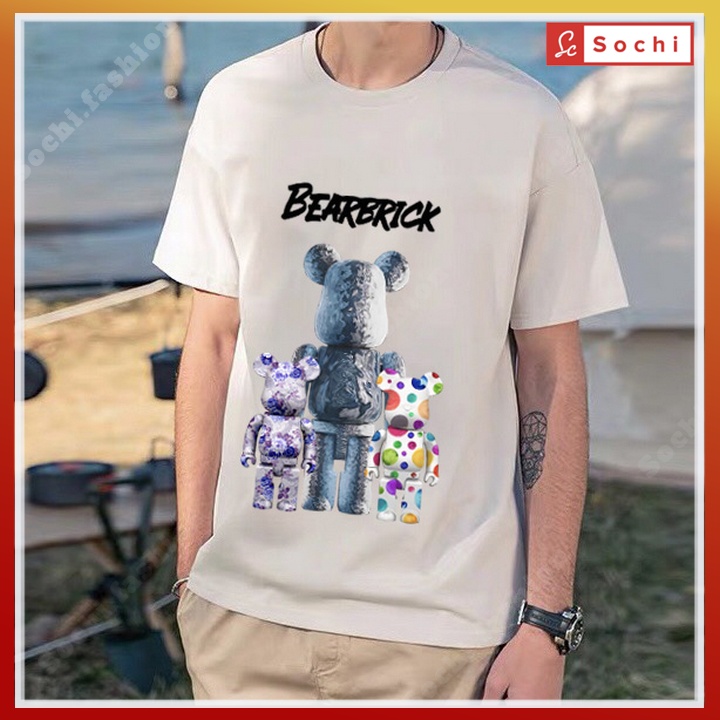 Áo nam tay ngắn cổ tròn, áo cotton nam tay ngắn in hinh BEARBRiCK CZ638
