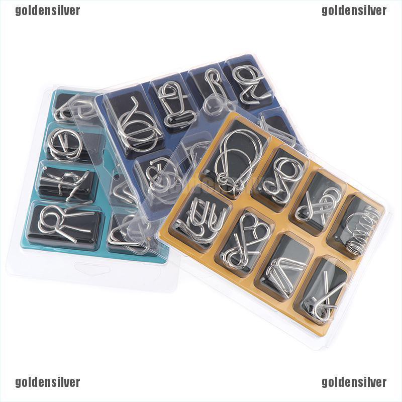 Bộ 8 đồ chơi giải đố bằng kim loại rèn luyện trí não