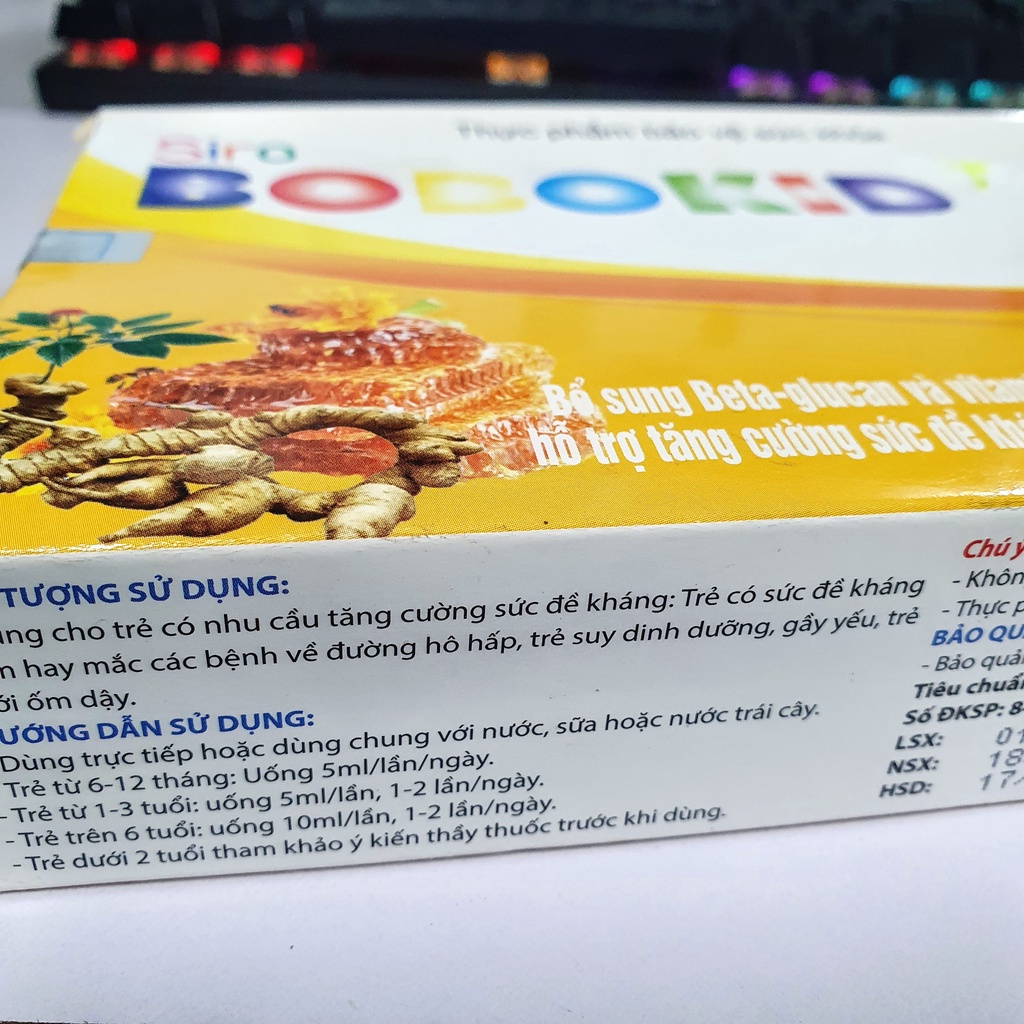 Bổ sung beta-glucan, Kẽm, Vitamin cần thiết cho cơ thể. Siro BOBOKID hộp 20 ống