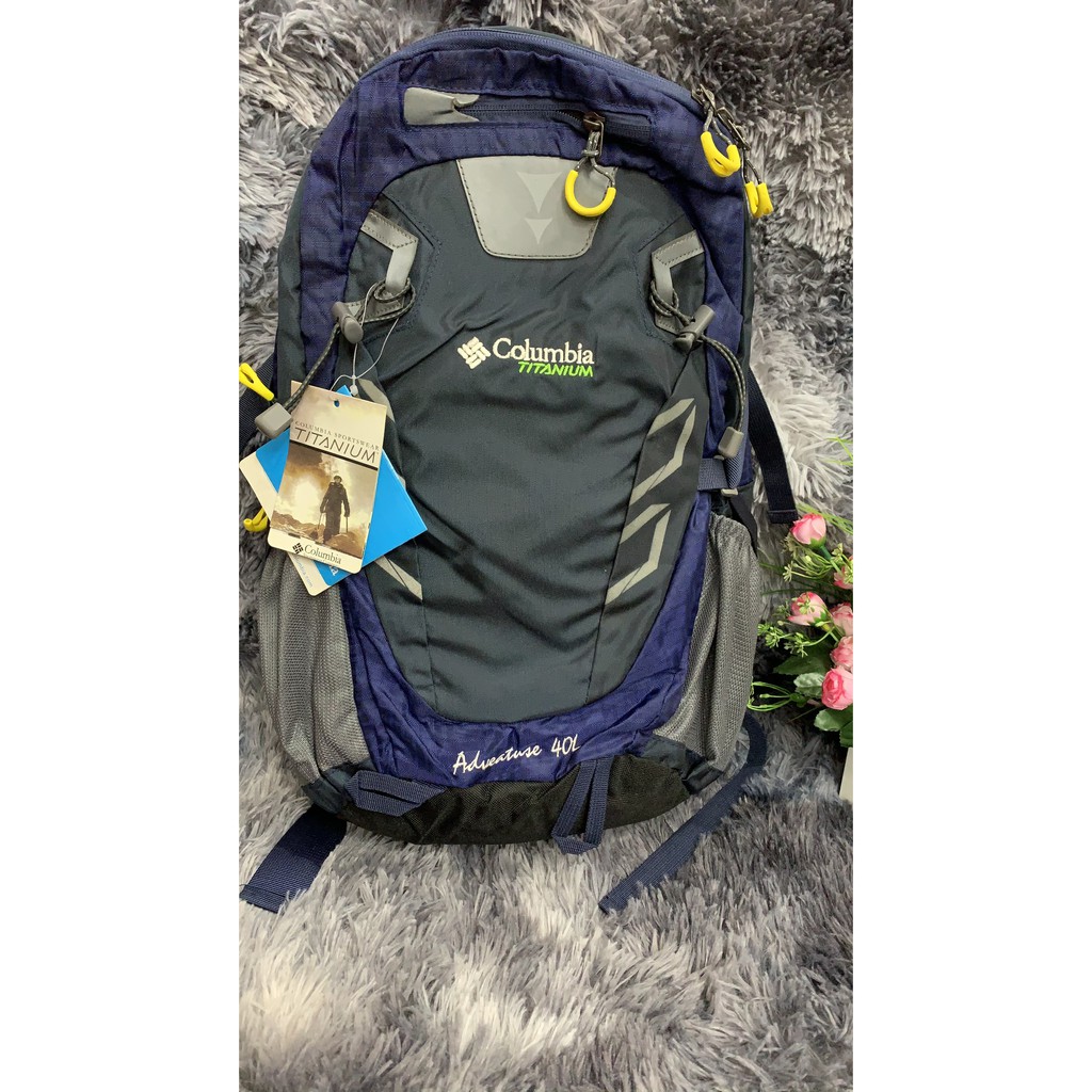 Balo du lịch, phượt, neo núi Columbia 40L. Quai đeo chắc chắn, có đai hỗ trợ lực, ngăn đựng đồ rộng, nhiều ngăn