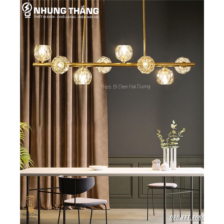 Đèn Thả 8 Chao T hủy Tinh DGT-9400 - Decor Trang Trí Nội Thất Sang Trọng - Phong Cách Hiện Đại - Kèm 8 Bóng