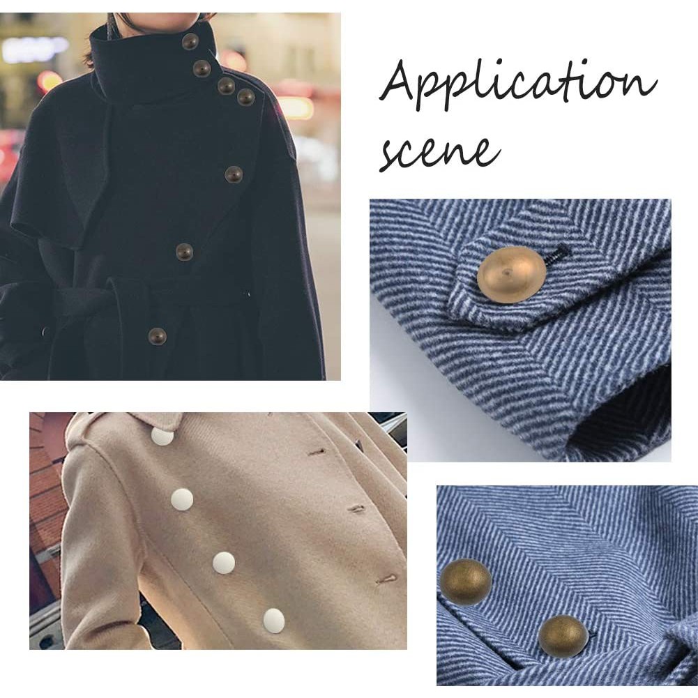 Cúc kim loại cao cấp, hình cầu, chân cao, phù hợp áo vest nam và nữ, quần tây, áo khoác măng tô, áo khoác dạ 2cm