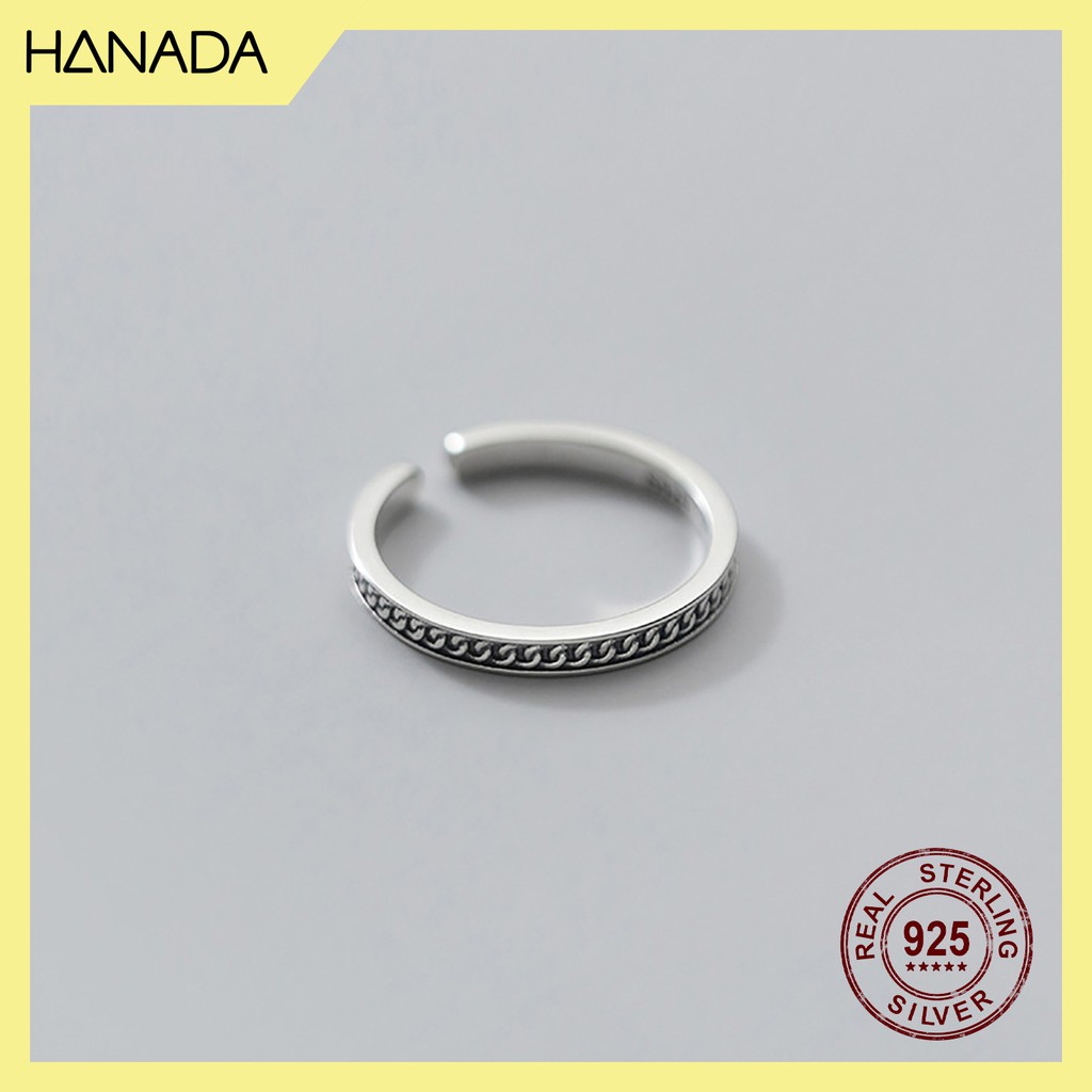 Nhẫn Bạc 925 Hanada Nhẫn Xích Nhỏ Xi Đen 0724 N2