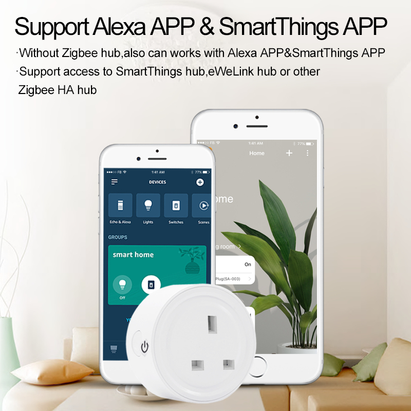 Ổ Cắm Điện Thông Minh Ewelink Zigbee Uk Mini Điều Khiển Bằng Giọng Nói Cho Alexa Samsung