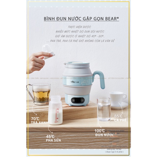 BÌNH ĐUN NƯỚC GẬP GỌN BEAR®️CHÍNH HÃNG GIÁ TỐT