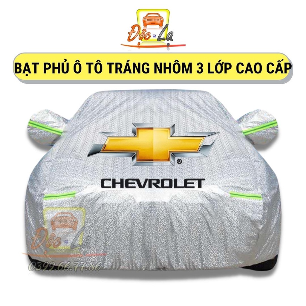 Bạt Phủ Xe Ô Tô Chevrolet Spark, Colorado, Trailblazer, Aveo, Cruze, Orlando, Captiva - Chất Liệu Bạt Tráng Nhôm 3 Lớp