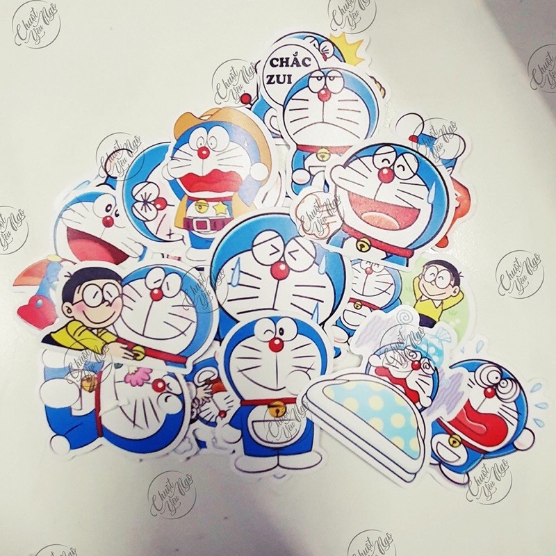 30 mẫu sticker dễ thương hình dán decal chống nước chủ đề mèo máy Đô rê mon Doraemon Cute NT 04
