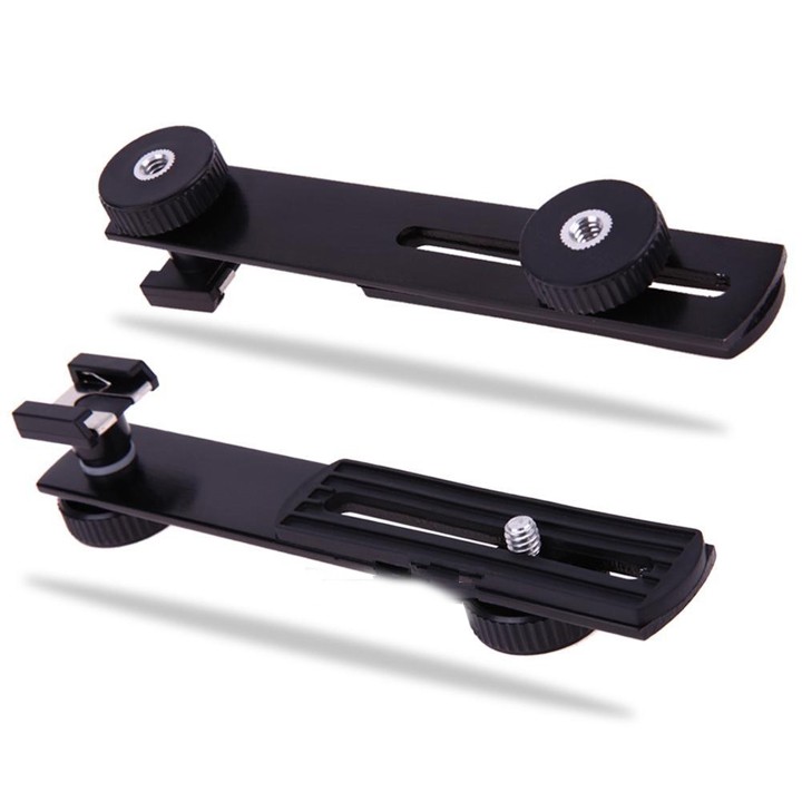 Bracket đôi 16cm chân hot shoe gắn đèn Flash Microphone