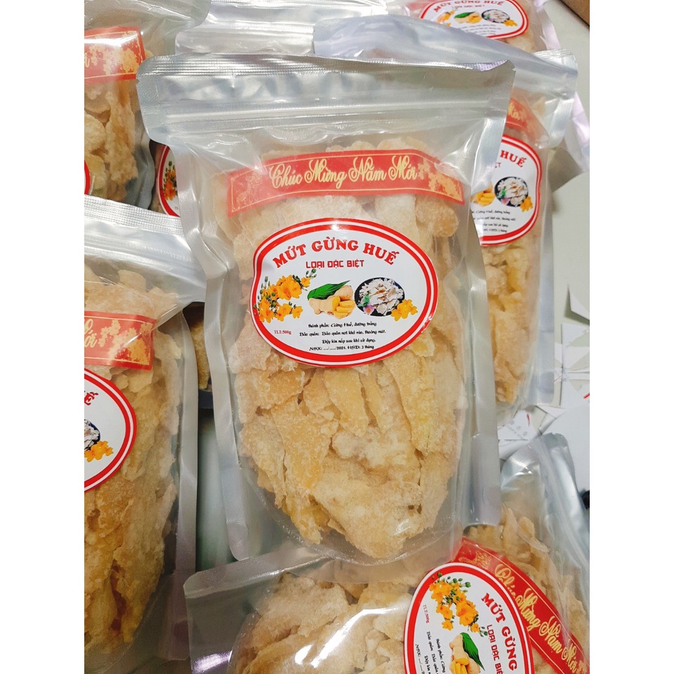 1kg Mứt Gừng Huế Chính Gốc Loại 1 ( 2 túi 500gr)