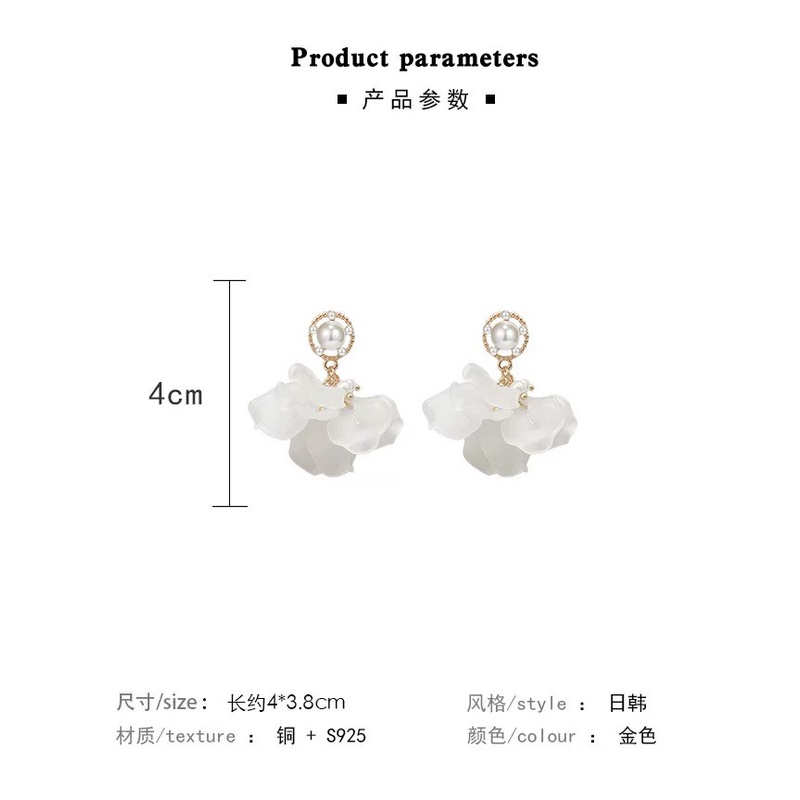 Bông Tai Hoa Tai Titan Không Gỉ Chuỗi Vòng Dài Dạng Đá - Hoa Nhựa Chuôi Bạc 925 Hot Trend Hàn Quốc Dobi B10