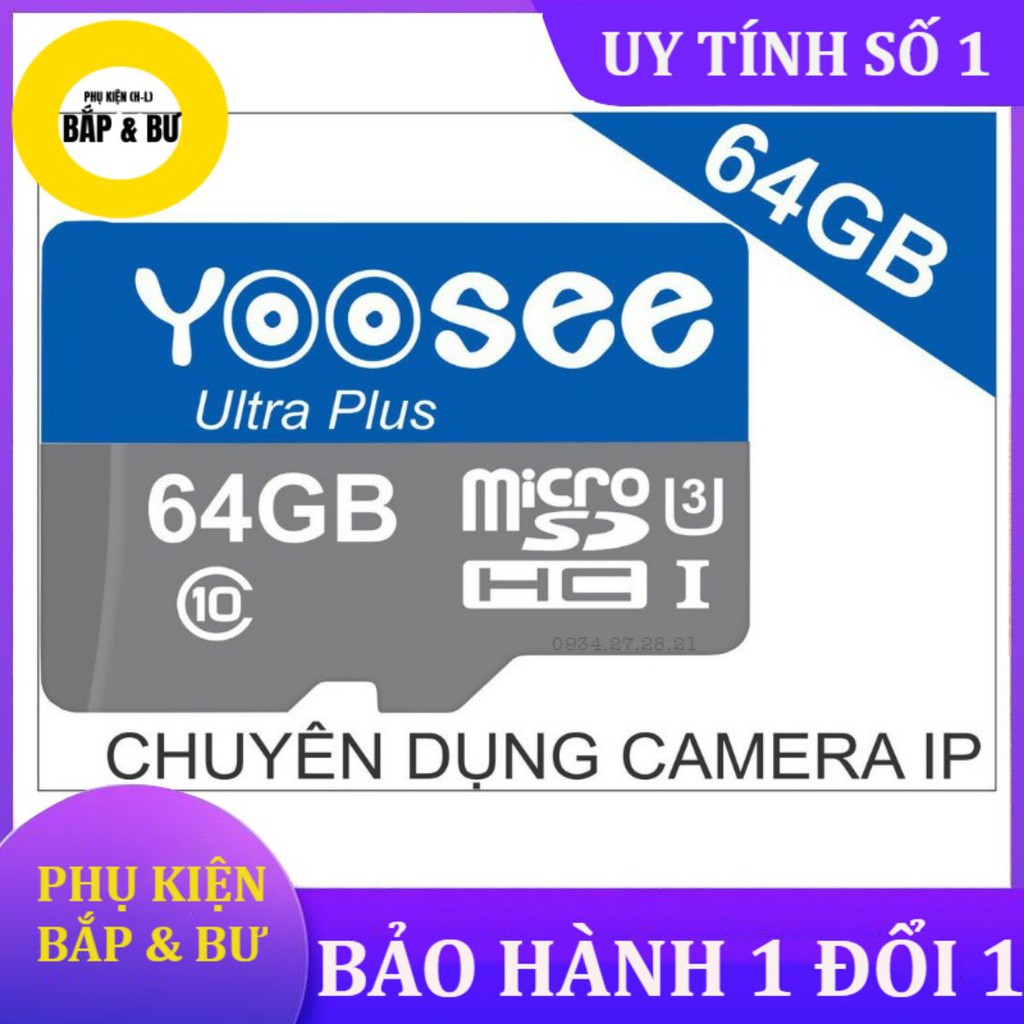 Thẻ nhớ Yoosee 64Gb U3 tốc độ cao chuyện dụng cho Camera IP wifi, Smartphone