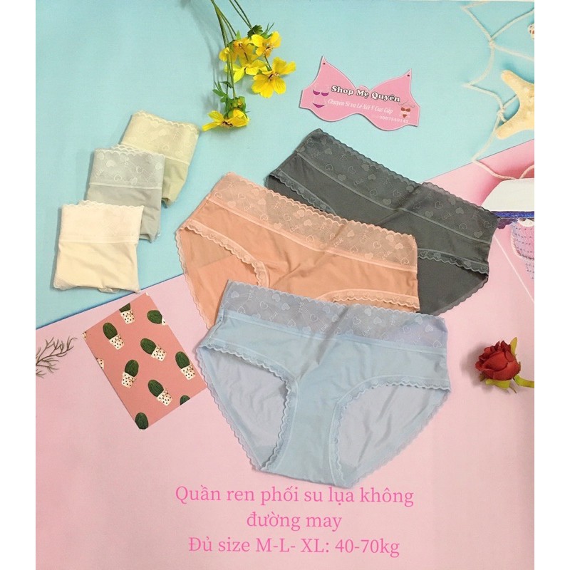 Quần lót su lụa phối ren không đường may